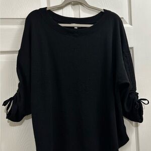 Max Studio Black Sweatshirt with Tie Sleeves